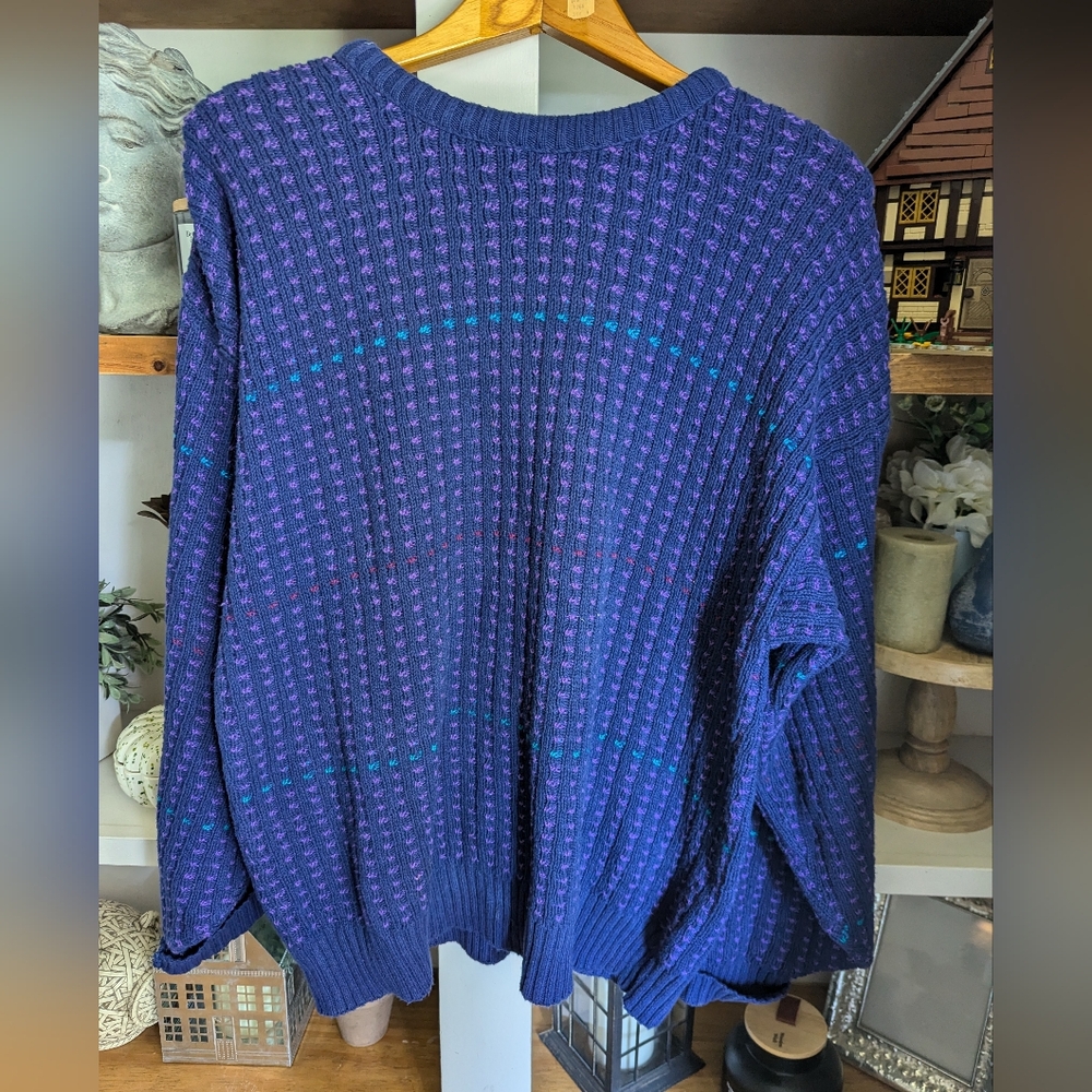Vintage 90s Colours by Alexander Julian Cotton Oversized Purple Sweater Large